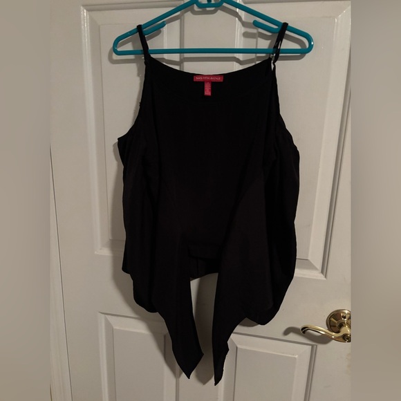 Saks Fifth Avenue Black Whimsical Cold Shoulder Top - Picture 1 of 2